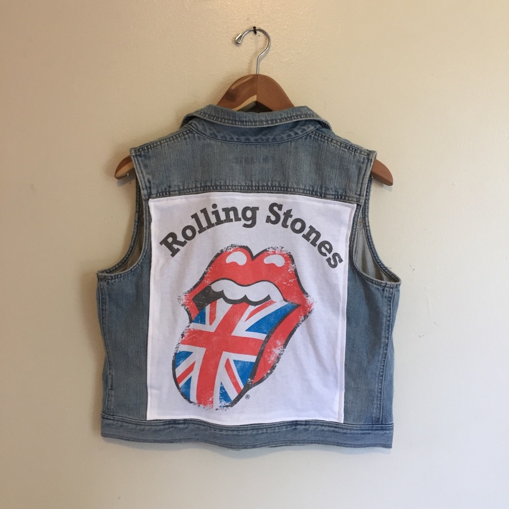Rolling Stones Band Tee Jean Vest